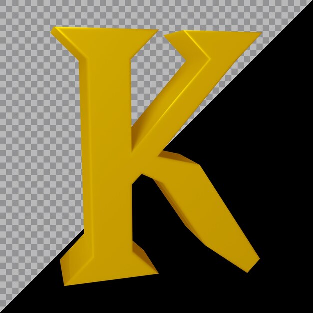 PSD 3d rendering of alphabet letter k