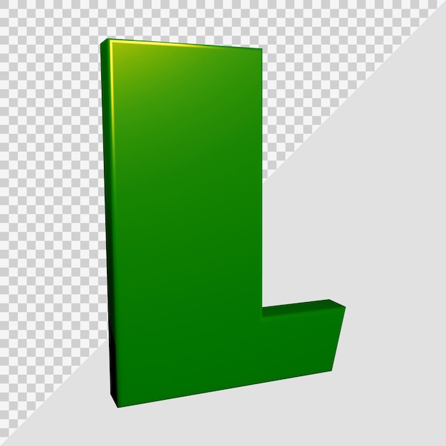 PSD 3d rendering of alphabet letter l