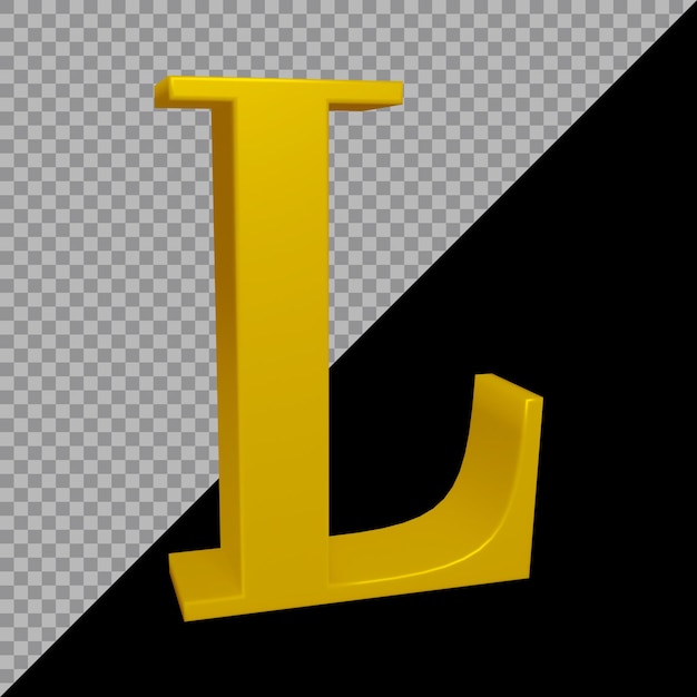 PSD 3d rendering of alphabet letter l