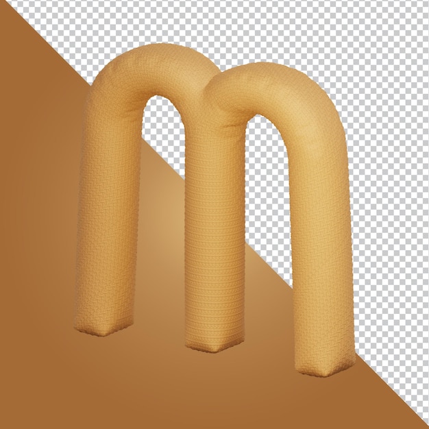 3d rendering of alphabet letter M isolated