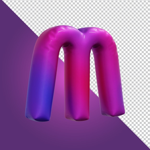 3d rendering of alphabet letter m isolated