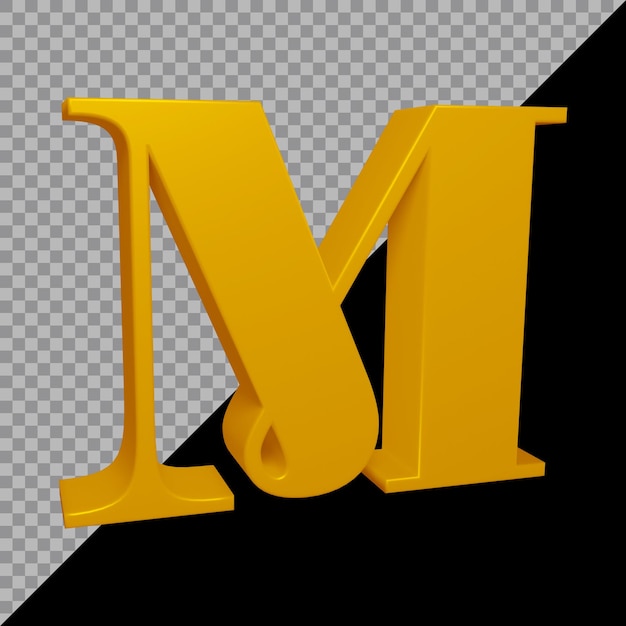 3d rendering of alphabet letter m