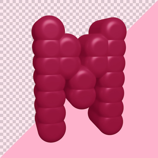 3d rendering of alphabet letter m