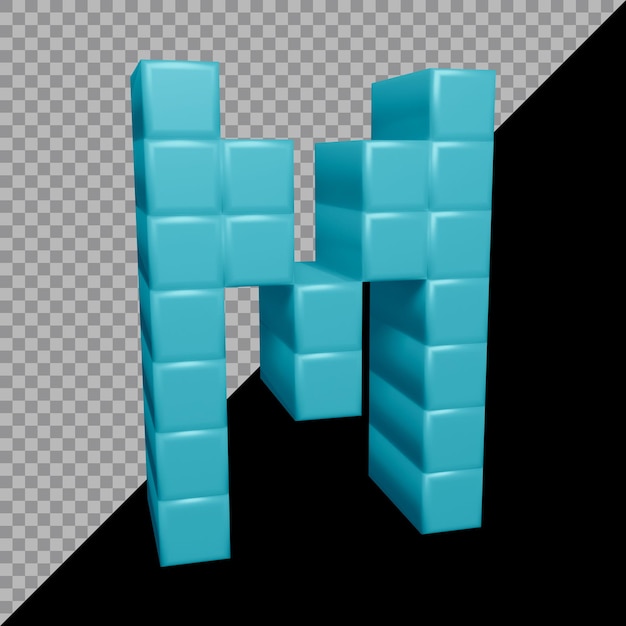 3d rendering of alphabet letter m