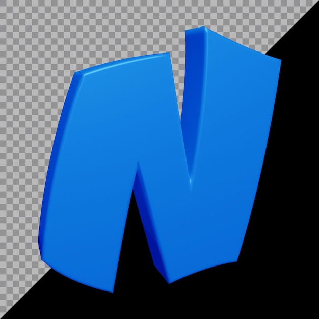 3d rendering of alphabet letter n