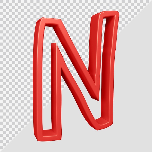 3d rendering of alphabet letter n