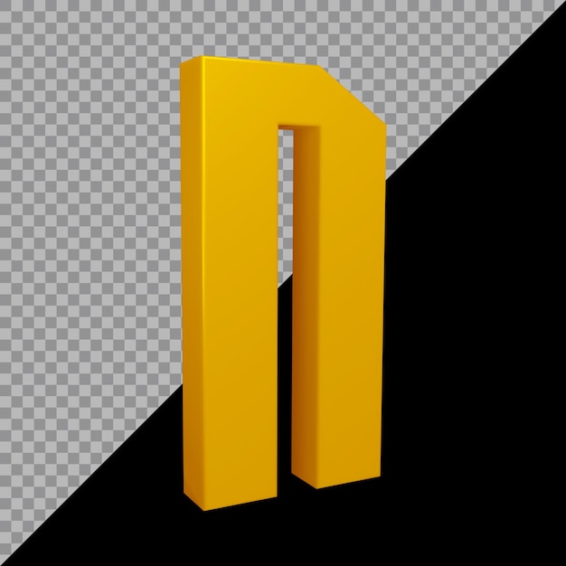 3d rendering of alphabet letter n