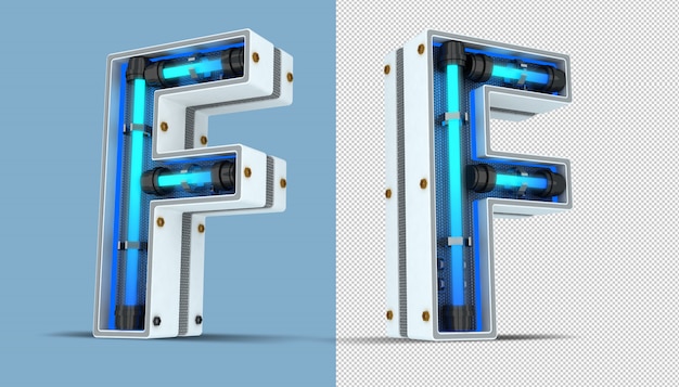 알파벳 문자 네온 사인의 3D 렌더링