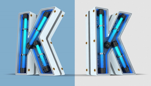 3D rendering of alphabet letter neon sign