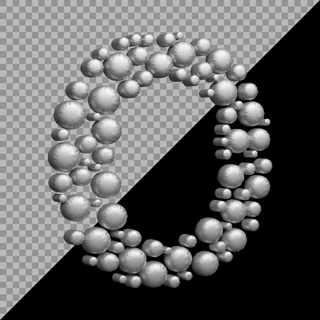 3d rendering of alphabet letter o balloon silver