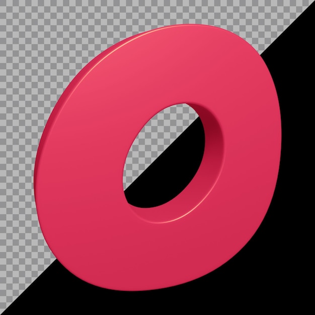 3d rendering of alphabet letter o