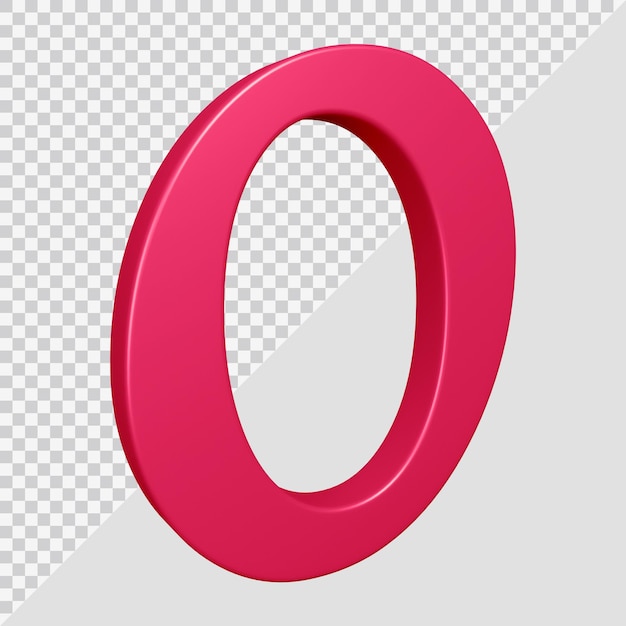 3d rendering of alphabet letter o