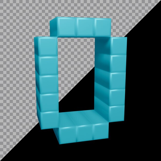 PSD 3d rendering of alphabet letter o