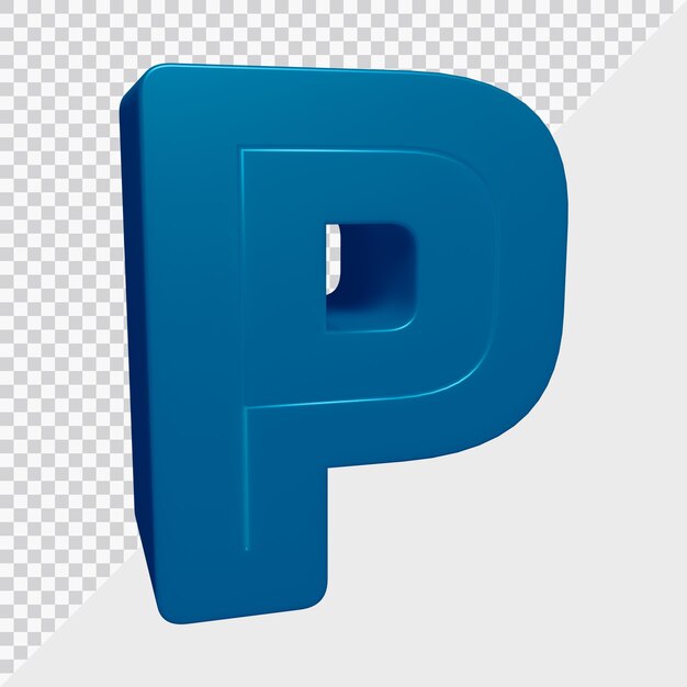 3d rendering of alphabet letter p