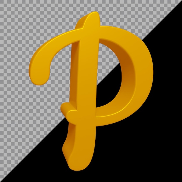 3d rendering of alphabet letter p