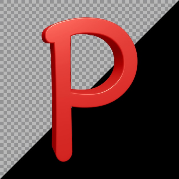 3d rendering of alphabet letter p