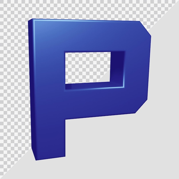 PSD 3d rendering of alphabet letter p