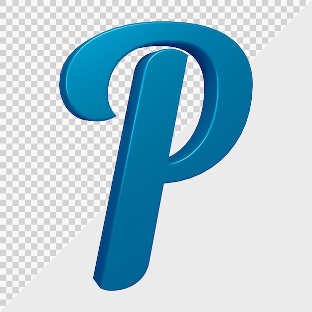 PSD 3d rendering of alphabet letter p