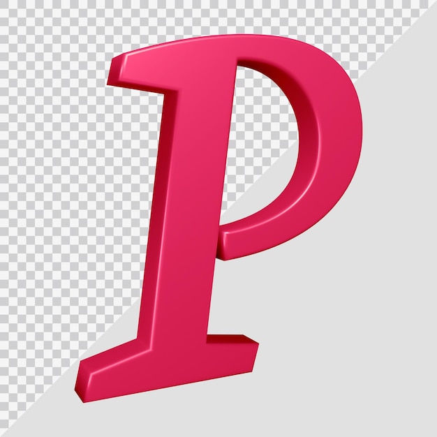 3d rendering of alphabet letter p