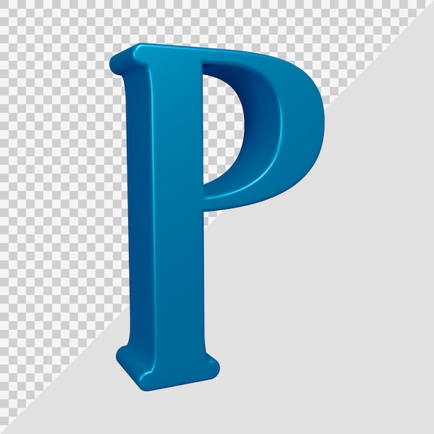 3d rendering of alphabet letter p