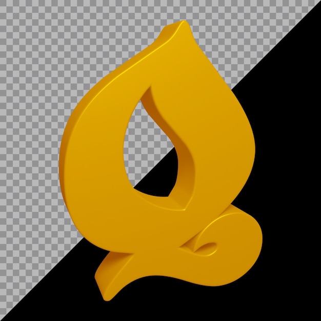 PSD 3d rendering of alphabet letter q