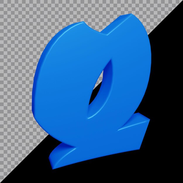 3d rendering of alphabet letter q