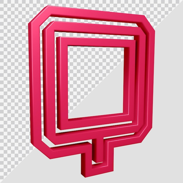 3d rendering of alphabet letter q