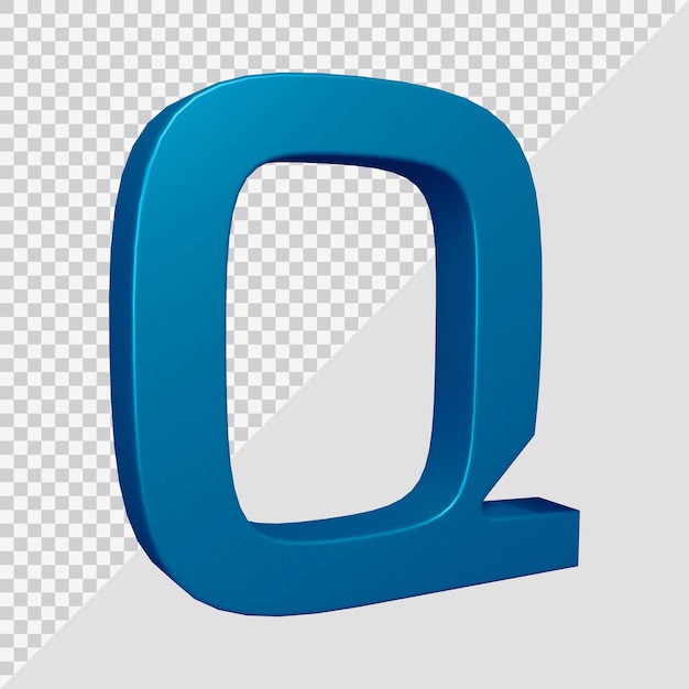 PSD 3d rendering of alphabet letter q