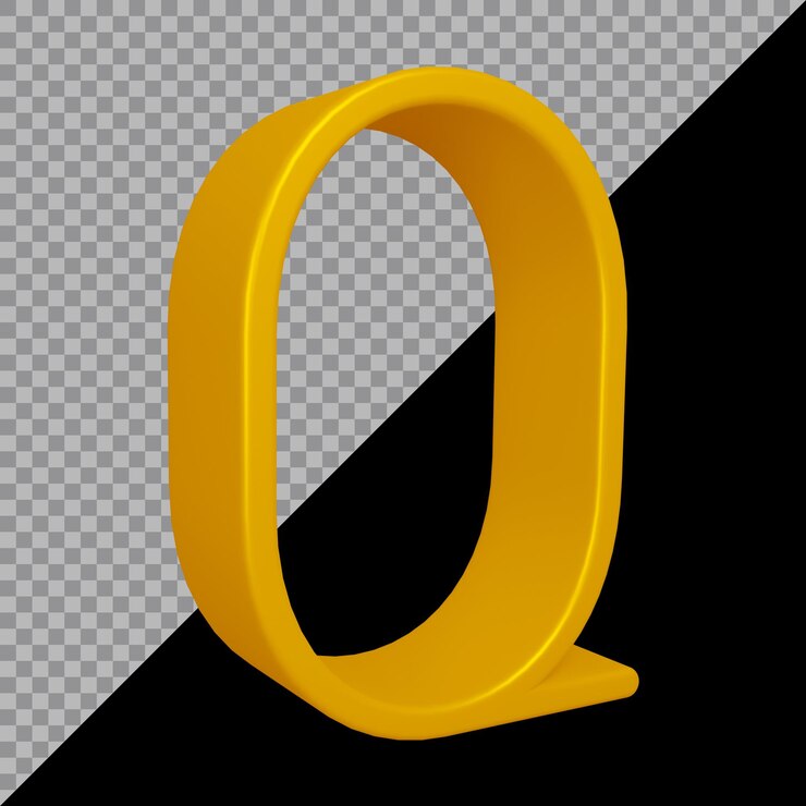 PSD 3d rendering of alphabet letter q