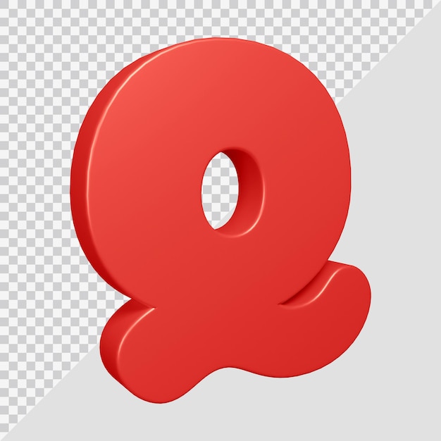 3d rendering of alphabet letter q