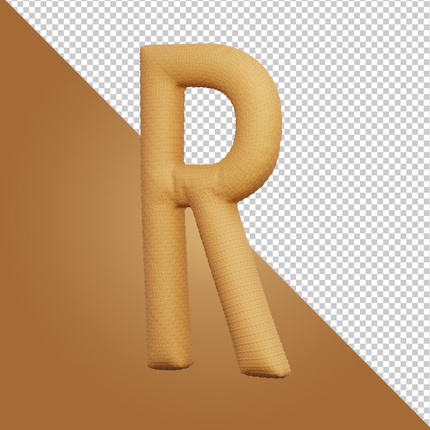 3d rendering of alphabet letter r isolated