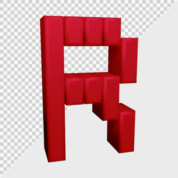 3d rendering of alphabet letter r