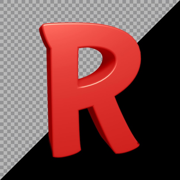 3d rendering of alphabet letter r