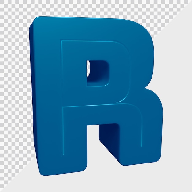 3d rendering of alphabet letter r