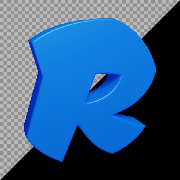 3d rendering of alphabet letter r