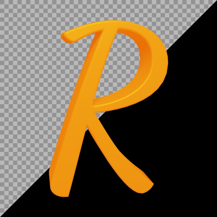 PSD 3d rendering of alphabet letter r