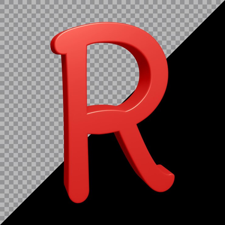 PSD 3d rendering of alphabet letter r
