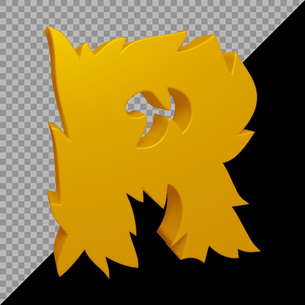 3d rendering of alphabet letter r