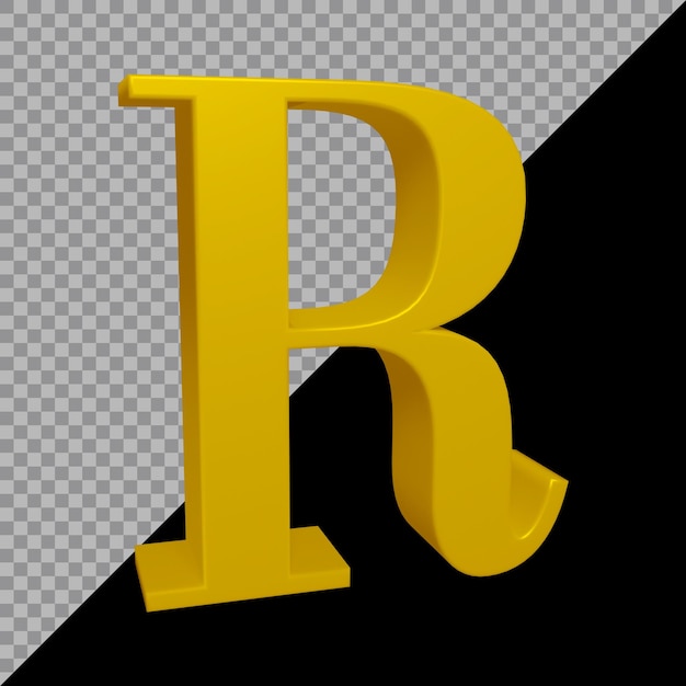 3d rendering of alphabet letter r