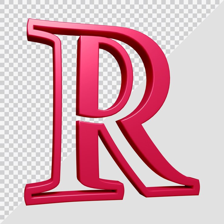 PSD 3d rendering of alphabet letter r