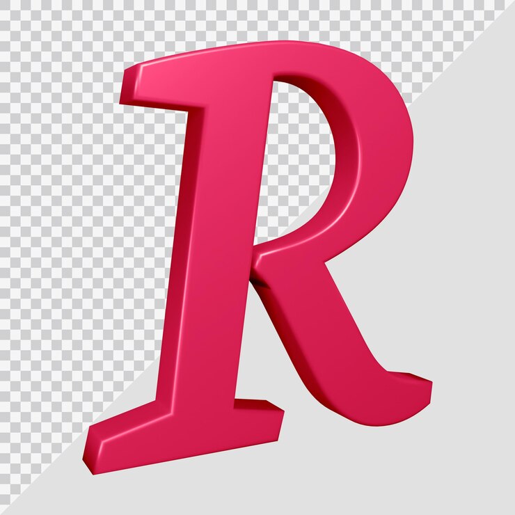 PSD 3d rendering of alphabet letter r