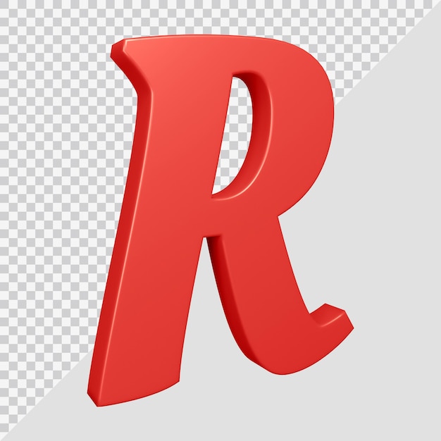 PSD 3d rendering of alphabet letter r