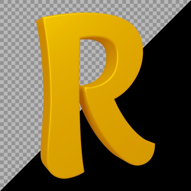 PSD 3d rendering of alphabet letter r