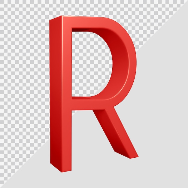 PSD 3d rendering of alphabet letter r