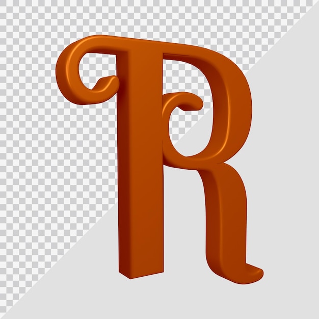 PSD 3d rendering of alphabet letter r