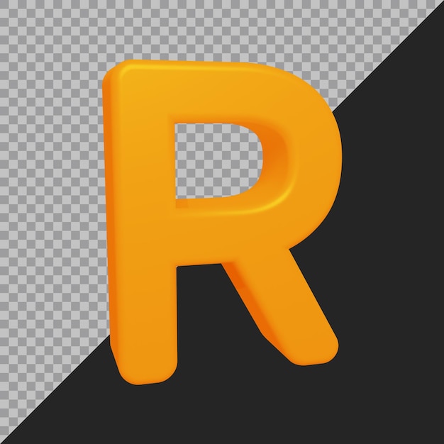 3d rendering of alphabet letter r