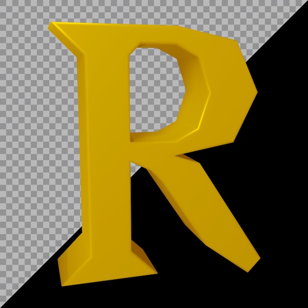 3d rendering of alphabet letter r