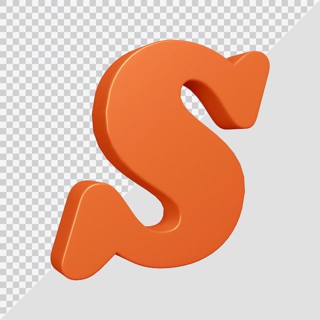 3d rendering of alphabet letter s