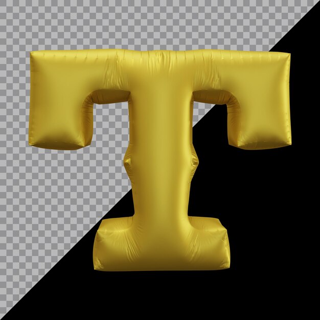 3d rendering of alphabet letter t balloon gold