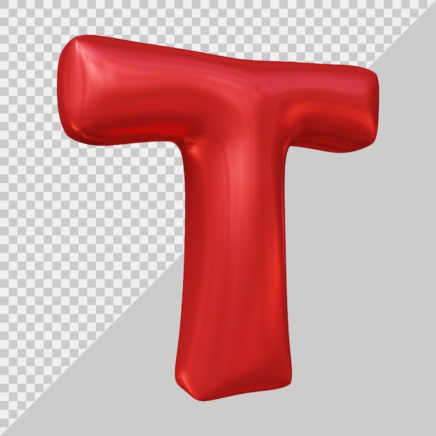 3d rendering of alphabet letter t balloon